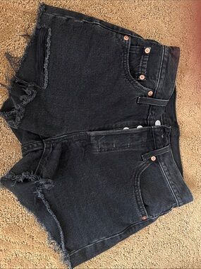 Levi's Black Frayed Denim Cutoff Shorts